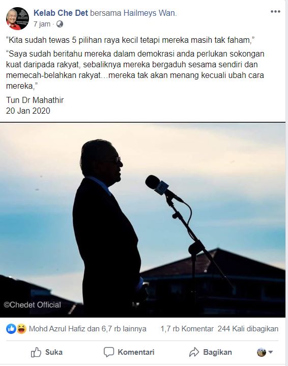 Kekecewaan Rakyat Bukan Kepada PH, Tetapi Kepada Mahathir