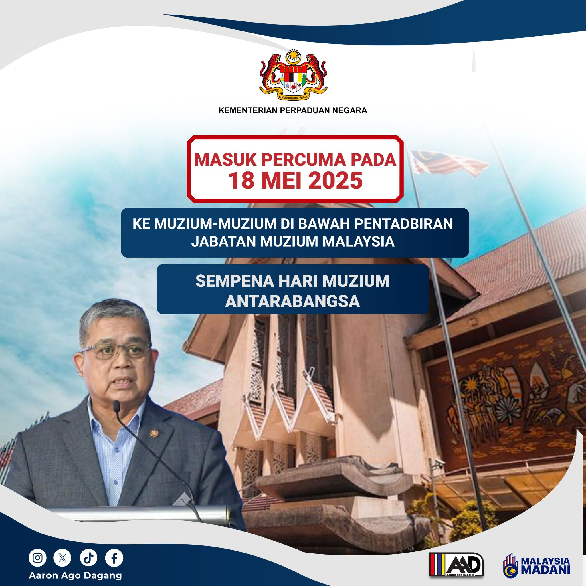 Aaron – 19 muzium dibuka secara percuma 18 Mei ini